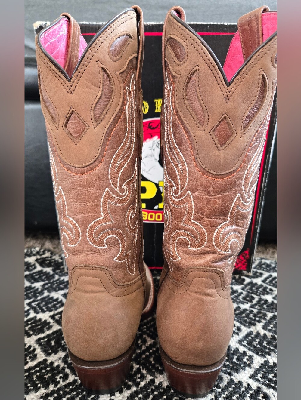 Potro Rebelde PR Brown Western Cowboy Cowgirl Boots - Picture 6 of 9